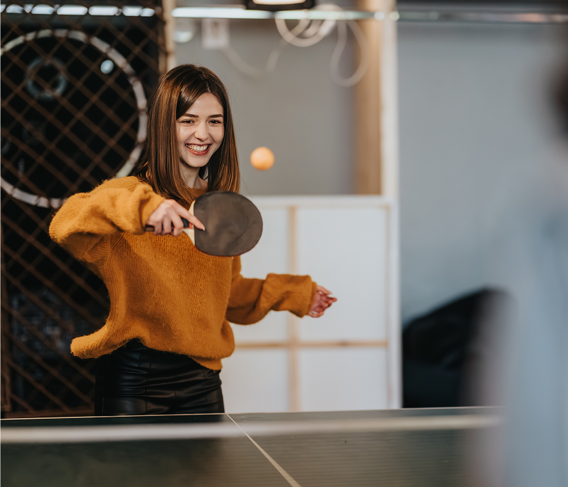 Casual ping pong game in progress