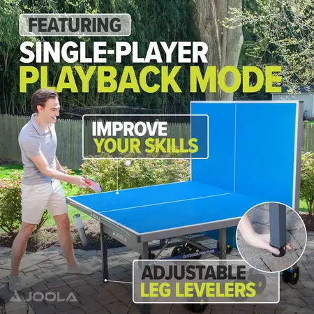 Adjustable leg levelers on blue table