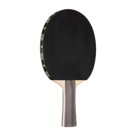 Table tennis racket on black background
