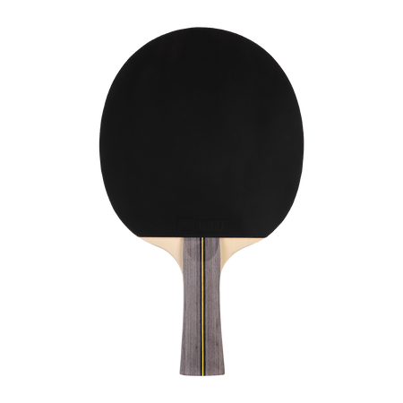 Black table tennis paddle on black background