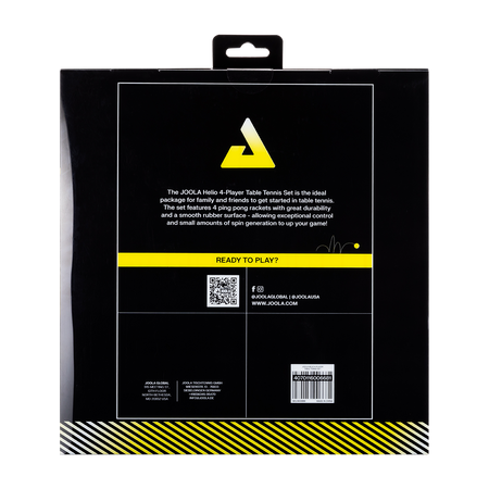Black and yellow table tennis set box