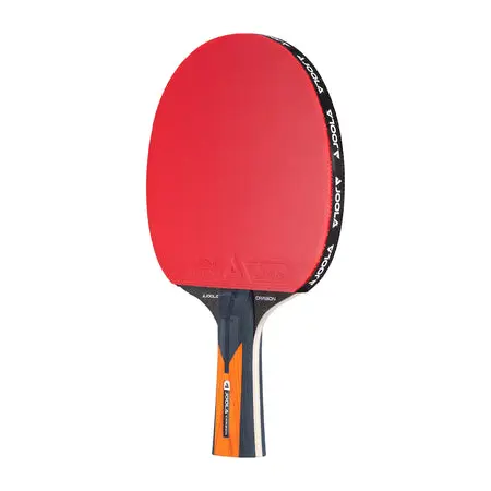 Red table tennis paddle with black handle