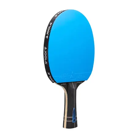Table tennis racket, blue rubber surface.