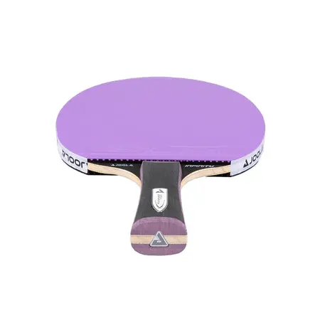Vibrant ping pong paddle against white background