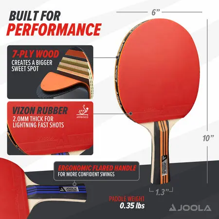 Table tennis paddle with red rubber