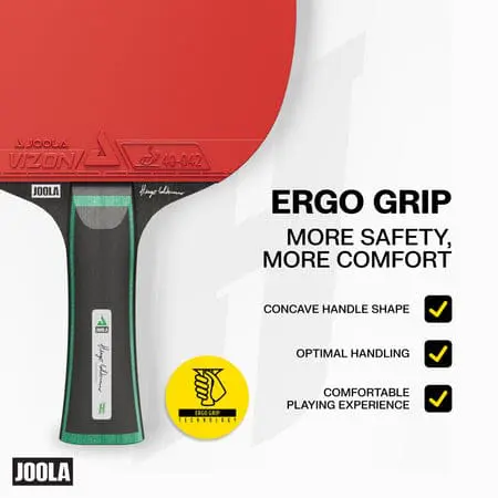 Table tennis paddle with ergonomic grip