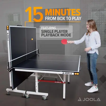 Woman playing ping pong solo