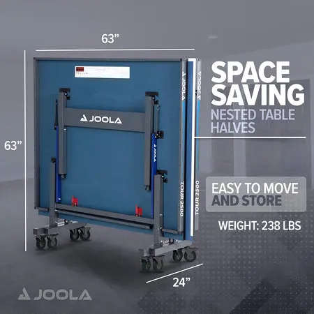 Folded ping pong table with wheels