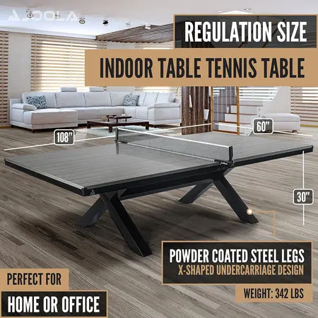 Modern table tennis table with steel legs