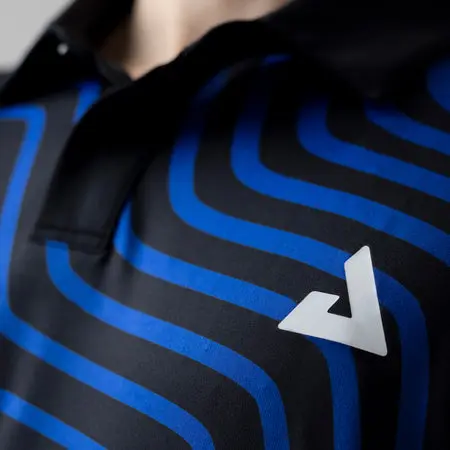 Blue and black striped polo design