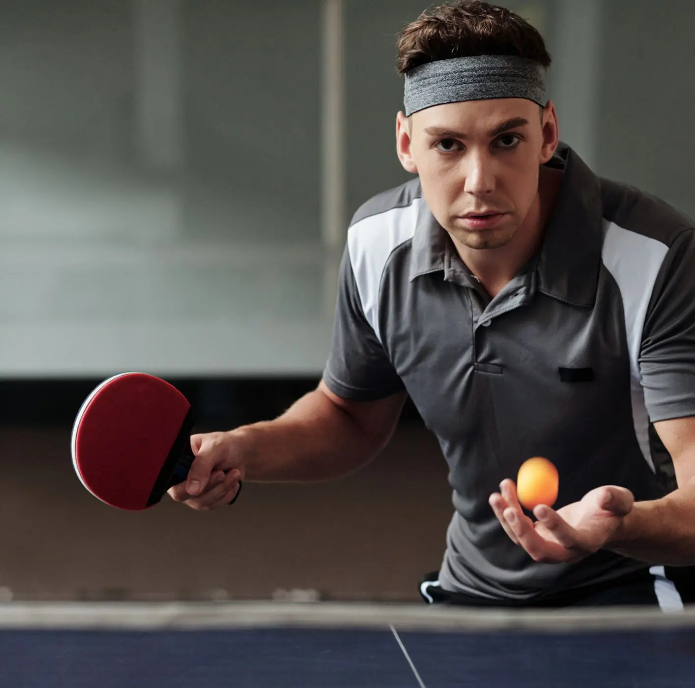 Man preparing for table tennis match