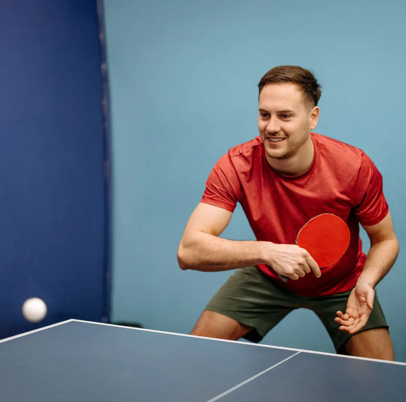 Casual table tennis game in progress