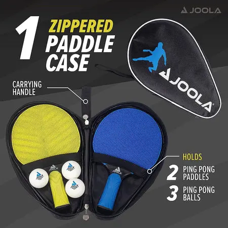 Zippered case holding paddles and balls