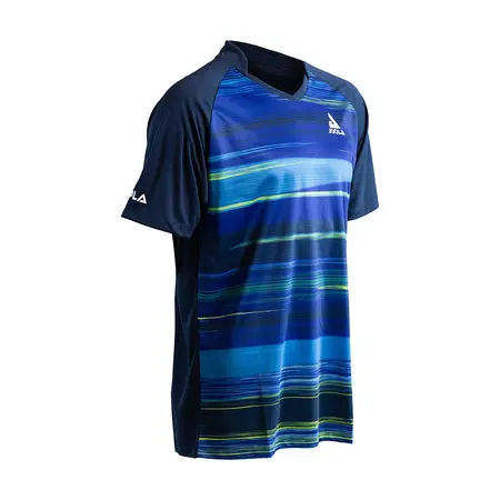 Stylish blue tee with green accents