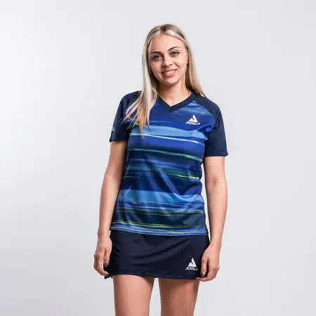 Smiling woman wearing tennis outfit