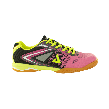 Pink and yellow athletic sneaker