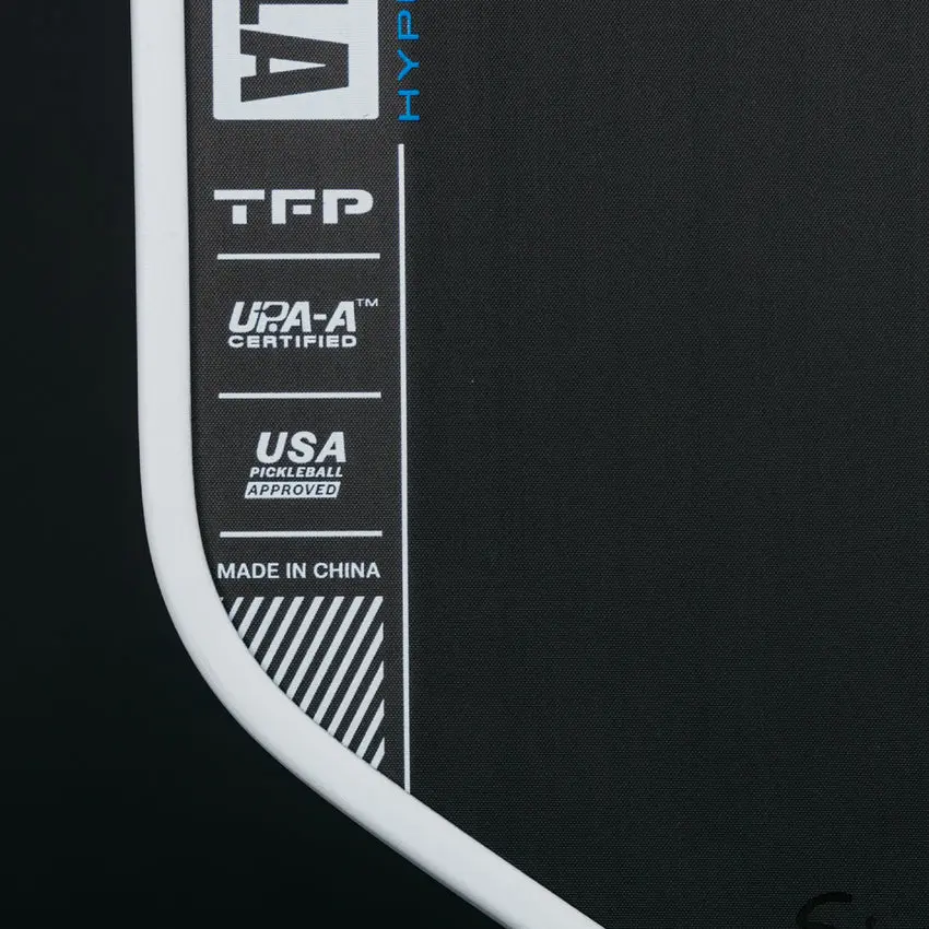 Pickleball paddle with certification logos
