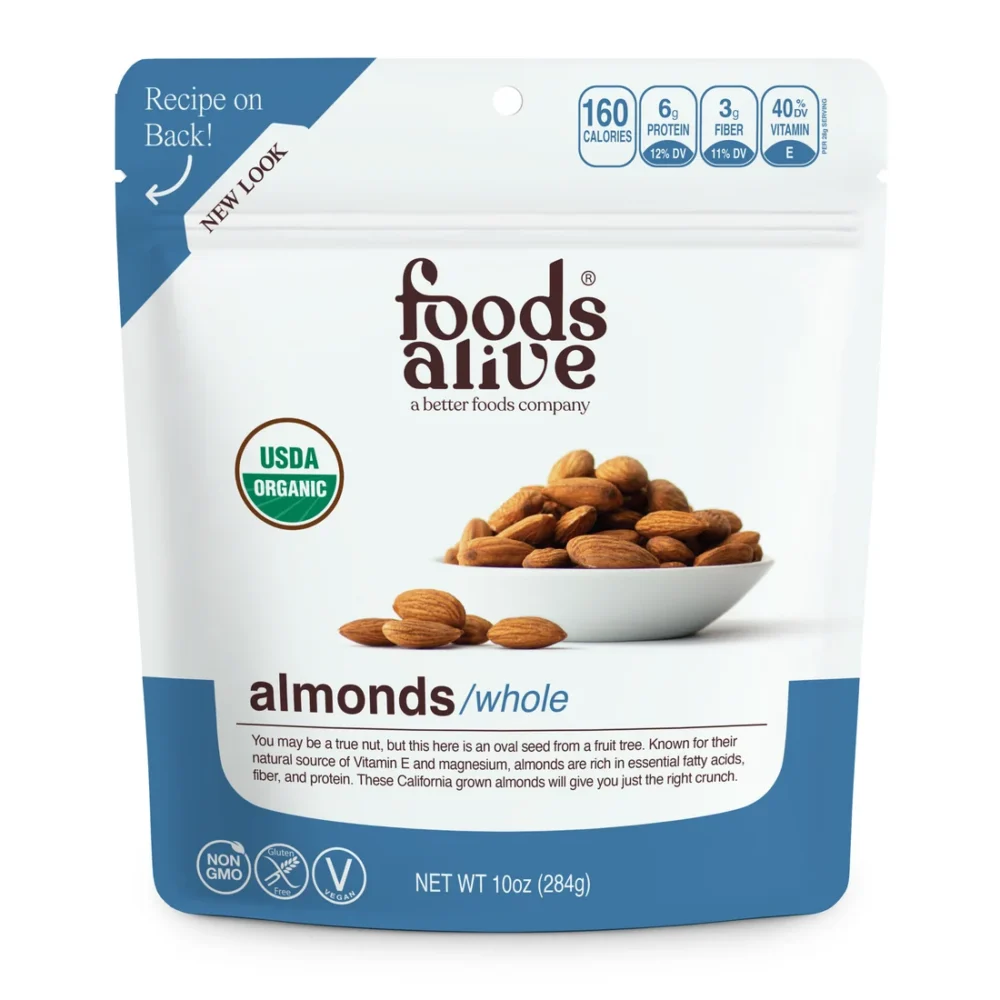 Organic whole almonds packaging