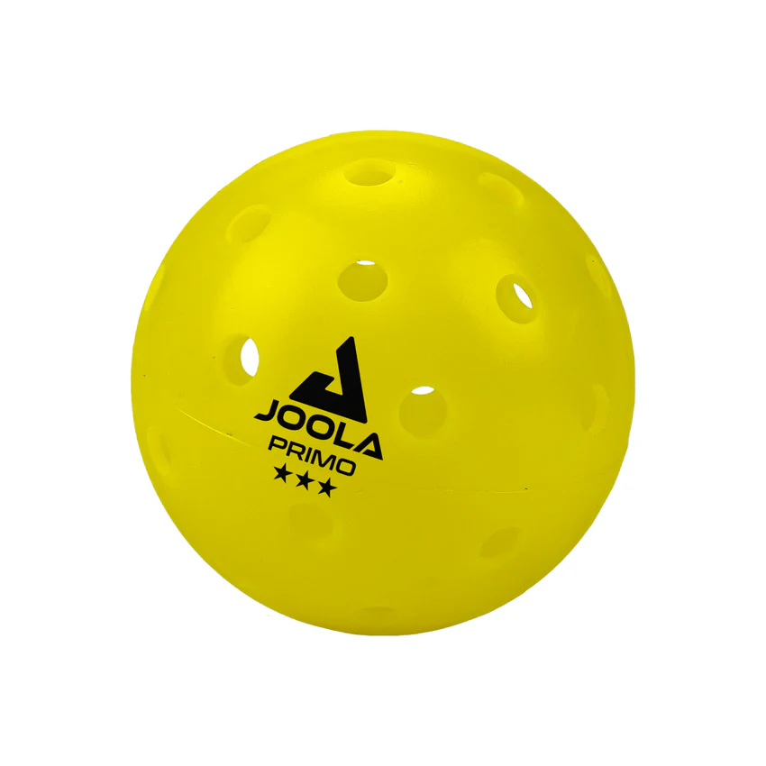 Yellow perforated ball with Joola logo