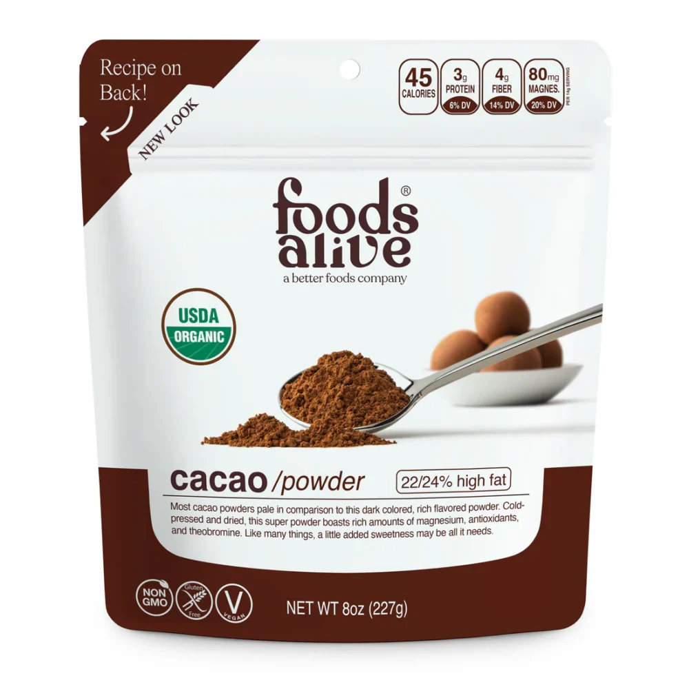High-fat cacao powder package