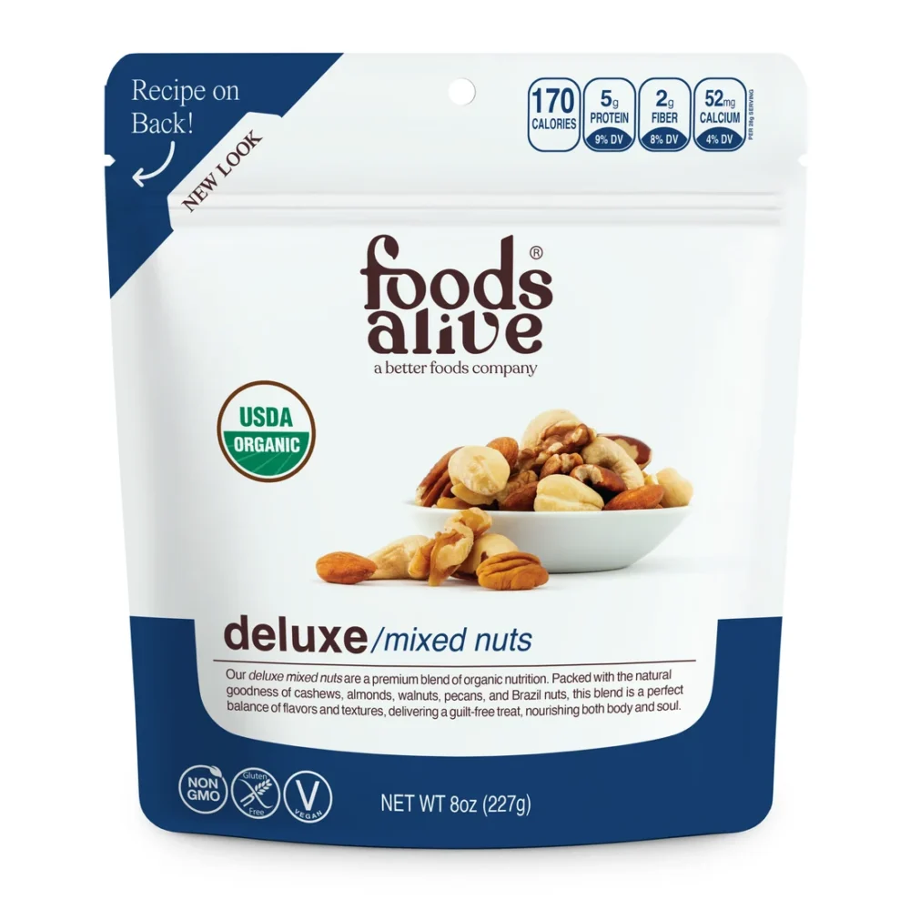 Mixed nuts package with organic label