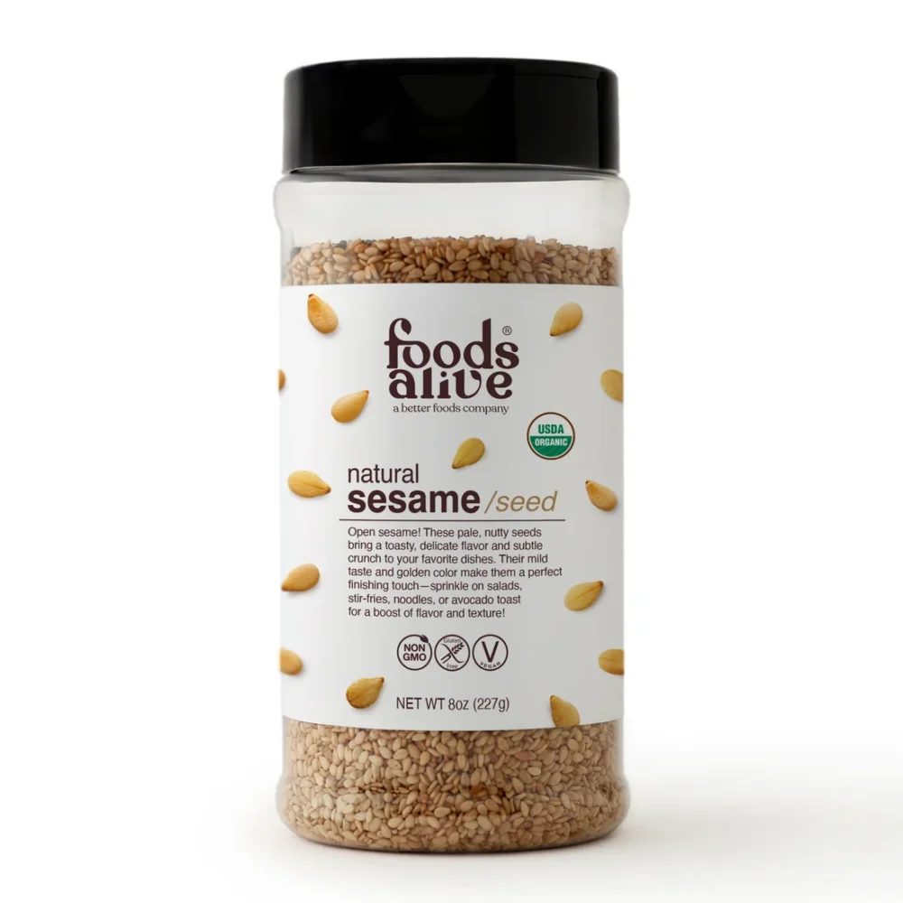 Foods Alive sesame seed packaging