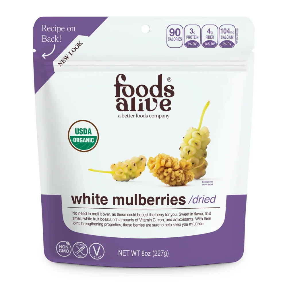 White mulberries dried packaging